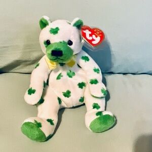 Ty Beanie Baby Clover the Bear 2001 St. Patrick’s Day MWMT Retired Shamrocks 🌿🍀